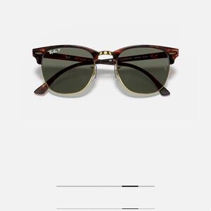 Ray-Ban Tortoise Clubmaster Classic sunglasses w/ gold-tone frame & green lenses